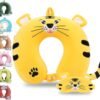 Cute Travel Pillow with Sleep Eye Mask Cartoon Headrest & Neck Pillow for Kids Boys & Girls, Teens |