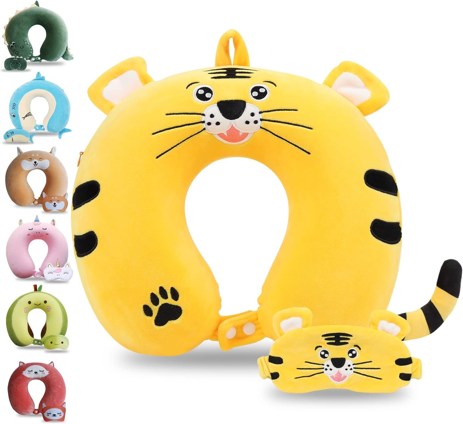 Cute Travel Pillow with Sleep Eye Mask Cartoon Headrest & Neck Pillow for Kids Boys & Girls, Teens |