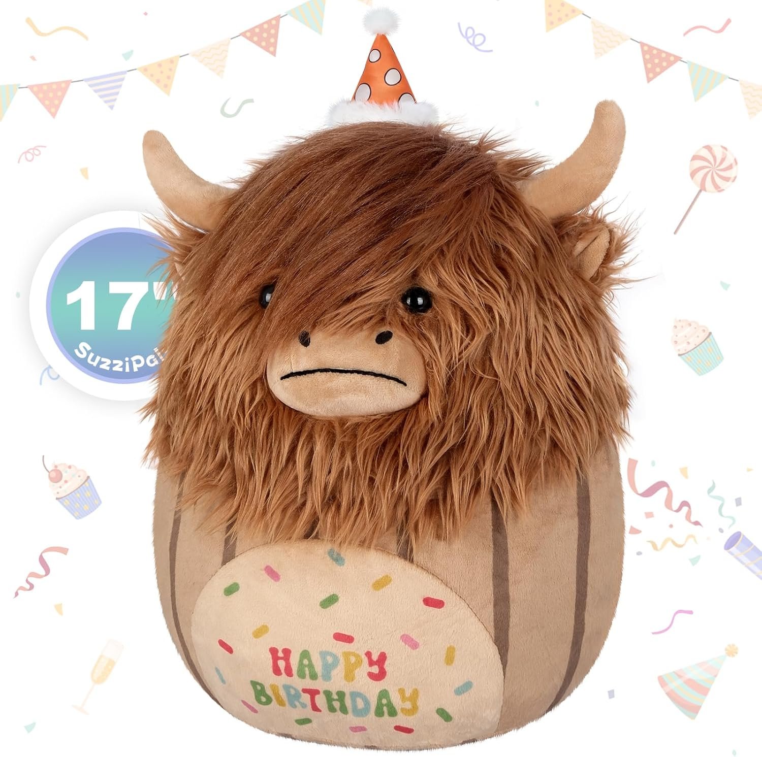 Cuddle Up with Our 17-Inch Highland Cow Plush Pillow