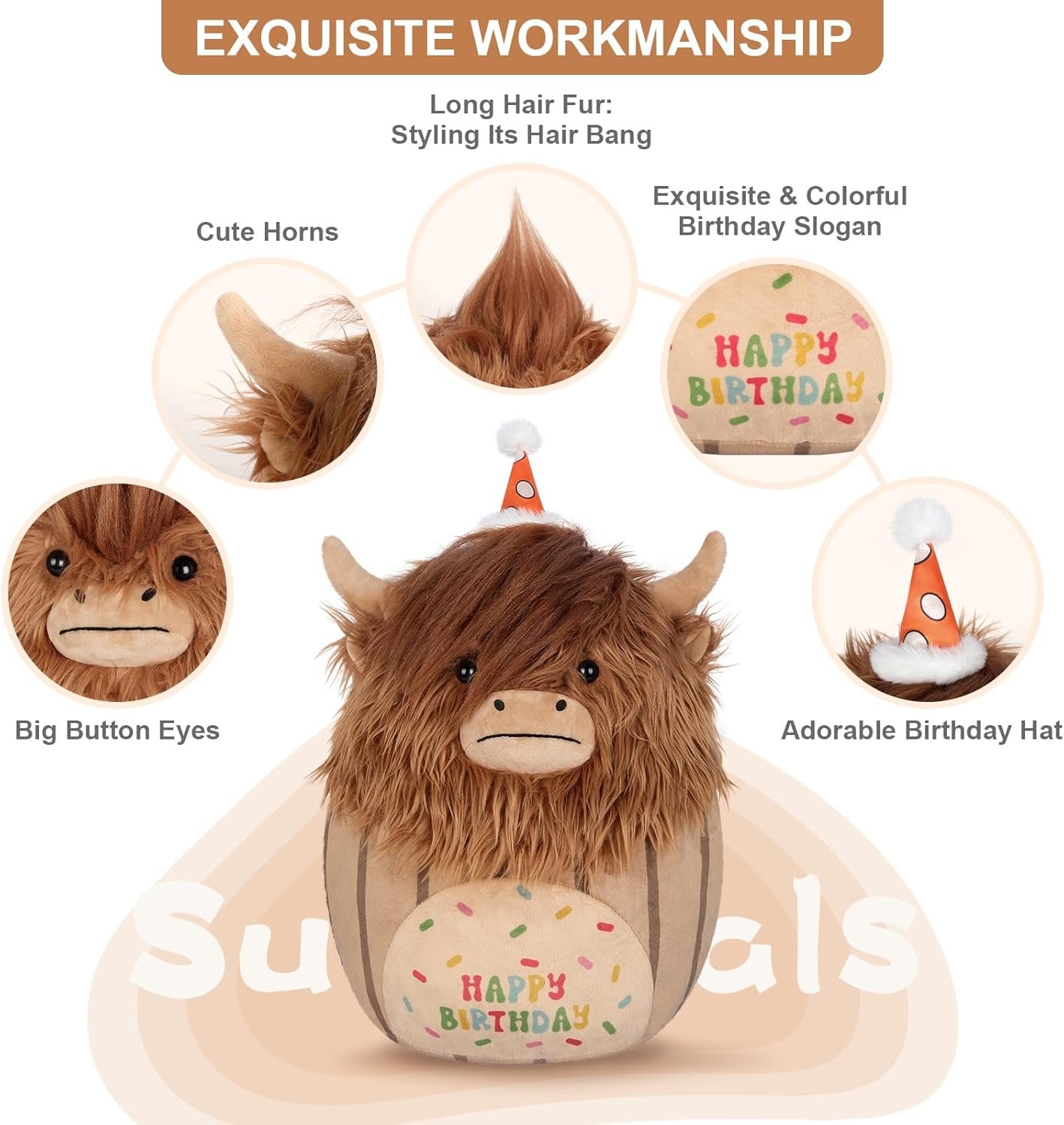 Cuddle Up with Our 17-Inch Highland Cow Plush Pillow