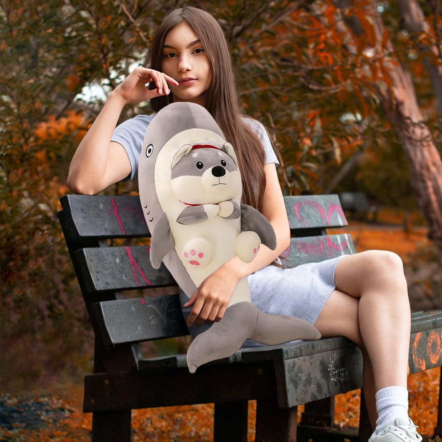 Soft Shark Corgi Dog Plush Toy, Cute Shiba Inu Shark Plushie Hugging Doll Plush Pillow Sharkdog Stuffed Animal for Girls and Boys |