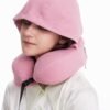 Hooded Neck Pillow for Kids and Adults, 100% Pure Memory Foam Upgraded Travel Pillow with Hood, Kids Neck Pillow for Airplane, Outdoor, Office, Soft, Washable, Easy Storage, Panda |