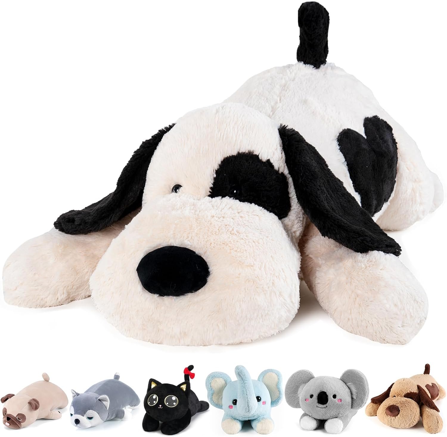 Black & White Dog Weighted Stuffed Animals - 32 Inch 6.5 Pounds Weighted Plush Dog Stuffed Animals - Big Stuffed Dog Plush Pillow |