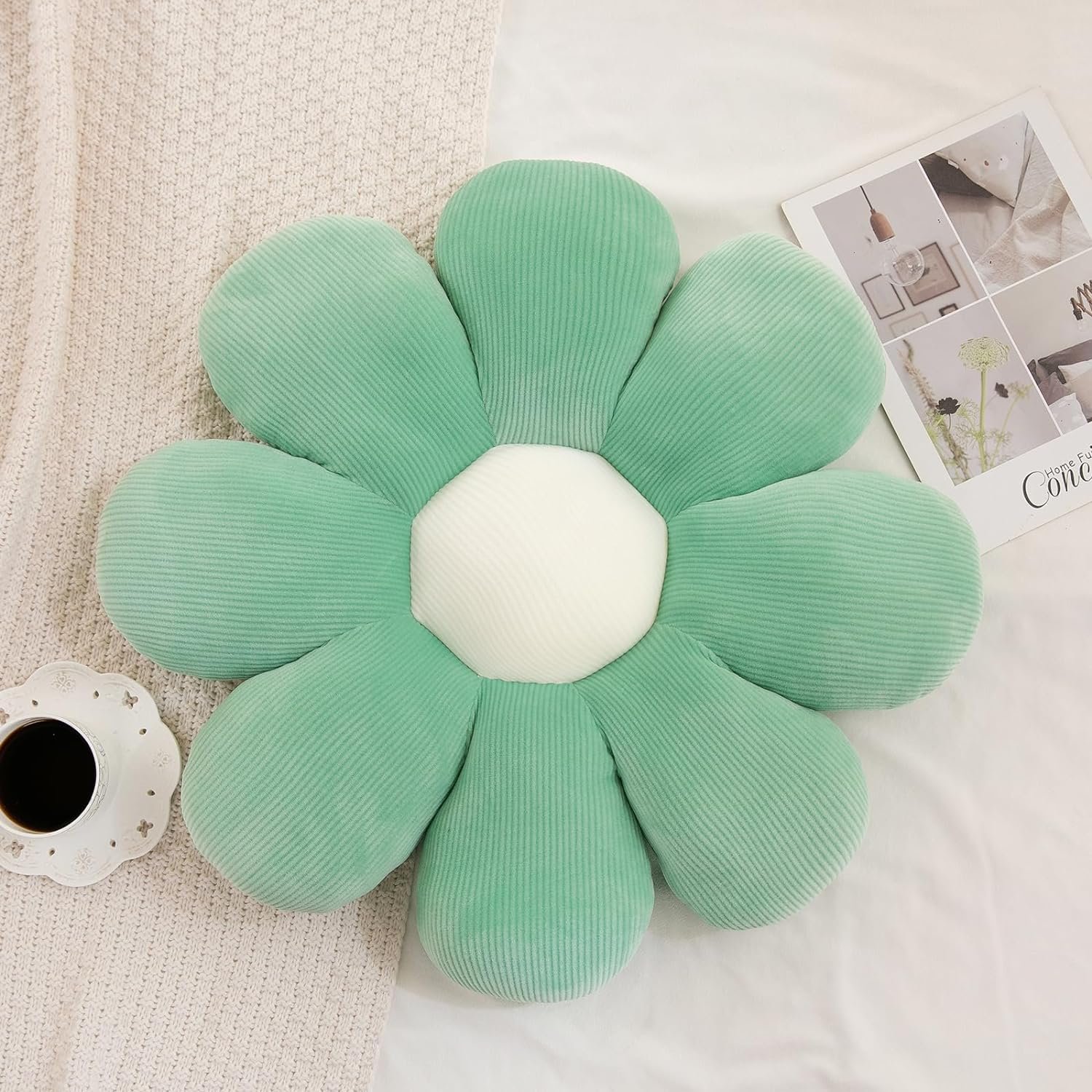 815VOHz9rvL._AC_SL1500_6b5fb9fc-f0a8-4cdb-a855-ae6447f79c72 Menoeceus Flower Pillow, Daisy Pillow Flower Shaped Throw Pillow Floor Pillow Plush Pillow Cute Decorative Pillows Floor Cushions Flower Seat Cushion for Bedroom Sofa Chair (White, 15.75") |