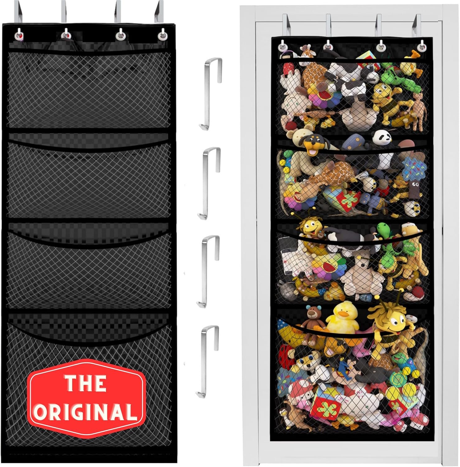 The Original Stuffed Animal Storage (Patent Pending) - Over Door Organizer for Stuffies, Baby Ideas Holder, Toy Plush/Hammock Hanging Storage Net Big Girls Toddler Large Bag Animals |