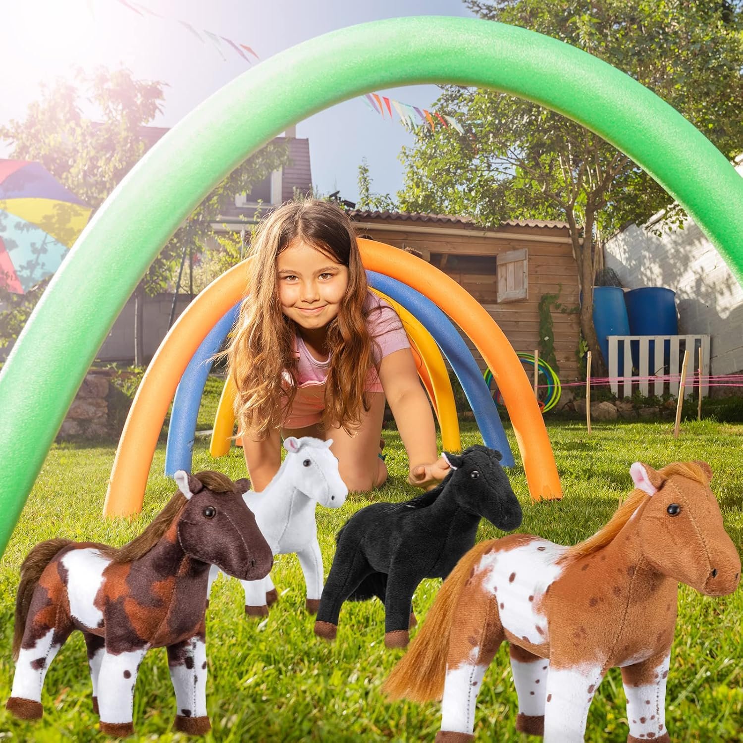 Adorable 4-Pc Stuffed Horse Toy Set: Perfect for Gifting and Decoration