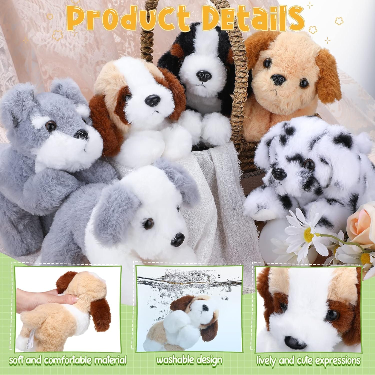 6 Pcs 8 Inch Dog Stuffed Animal Plush Dog Puppy Soft Plush Dog Pillow Toy Fluffy Puppy Set for Kids Girls Dog Theme Party Favor Birthday Baby Room Home Decor (Mixed Color, Mixed Style) |
