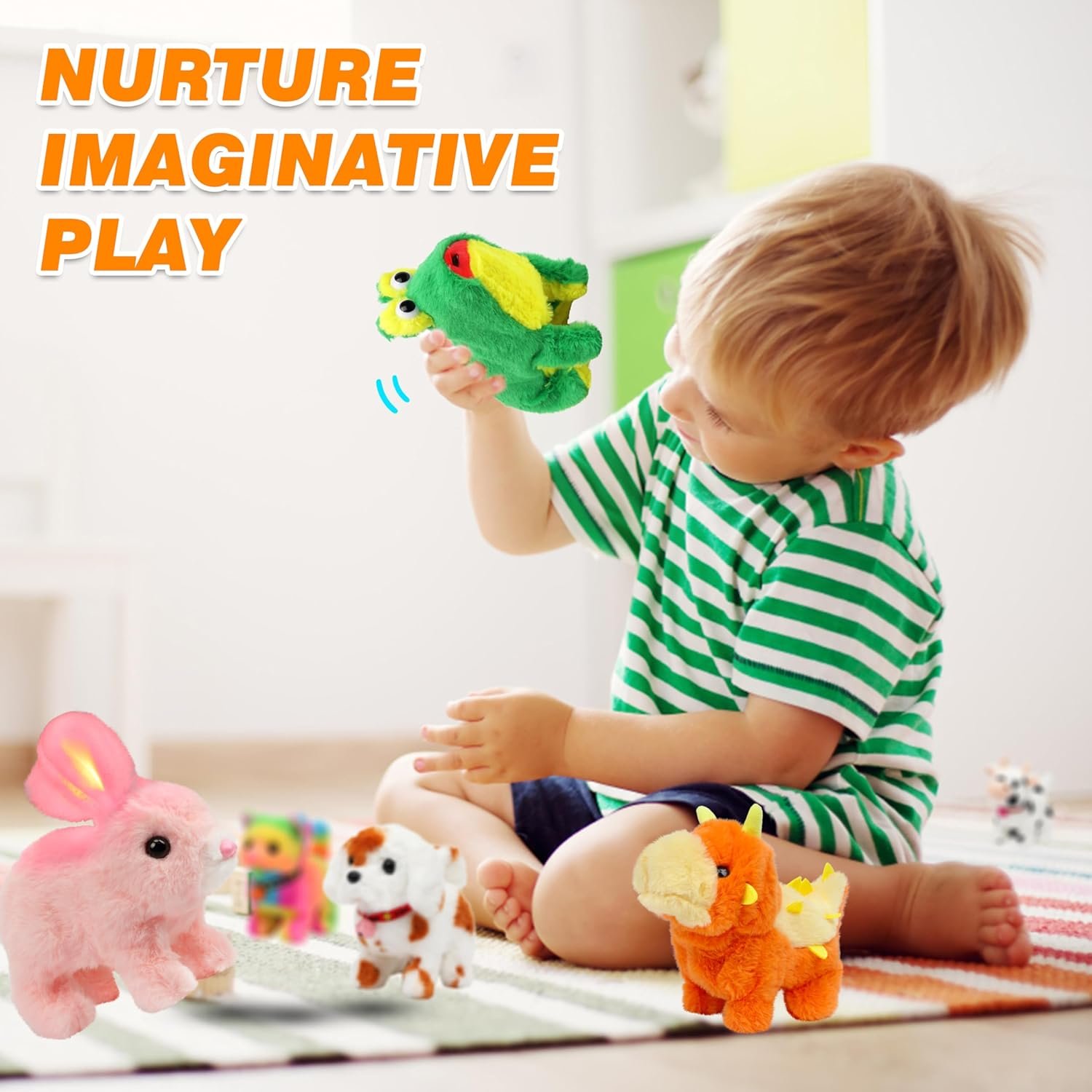 Walking Cow Interactive Electronic Pet Plush Diary Cattle Toy with Sounds and Movements MOO Nodding Head Wag Tail Animated Gifts for Toddlers Birthday, Pink, 7'' |