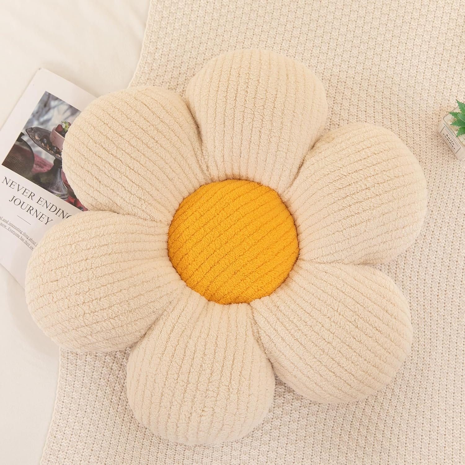 81bZxQYOnML._AC_SL1500_3d11a13c-4b6b-4f0e-ab96-941028a9c5af Menoeceus Flower Pillow, Daisy Pillow Flower Shaped Throw Pillow Floor Pillow Plush Pillow Cute Decorative Pillows Floor Cushions Flower Seat Cushion for Bedroom Sofa Chair (White, 15.75") |