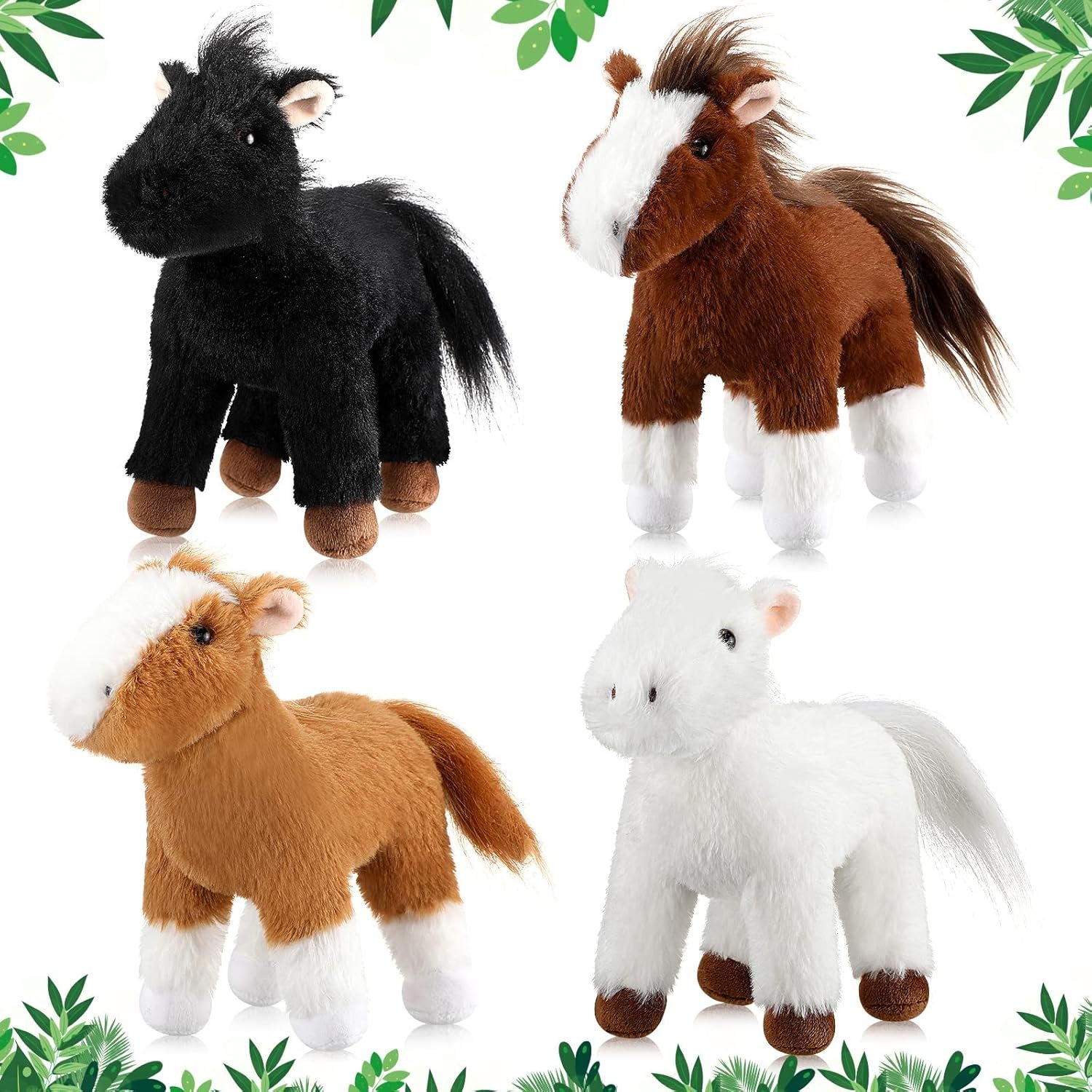 Adorable 4-Pc Stuffed Horse Toy Set: Perfect for Gifting and Decoration