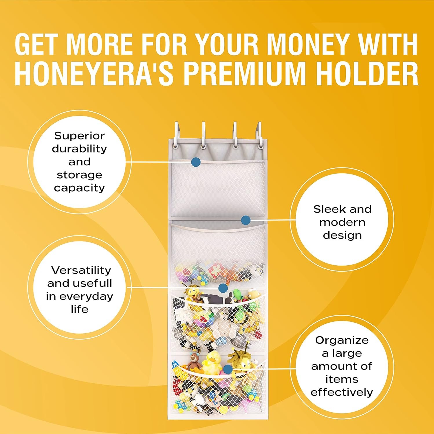 The Original Stuffed Animal Storage (Patent Pending) - Over Door Organizer for Stuffies, Baby Ideas Holder, Toy Plush/Hammock Hanging Storage Net Big Girls Toddler Large Bag Animals |