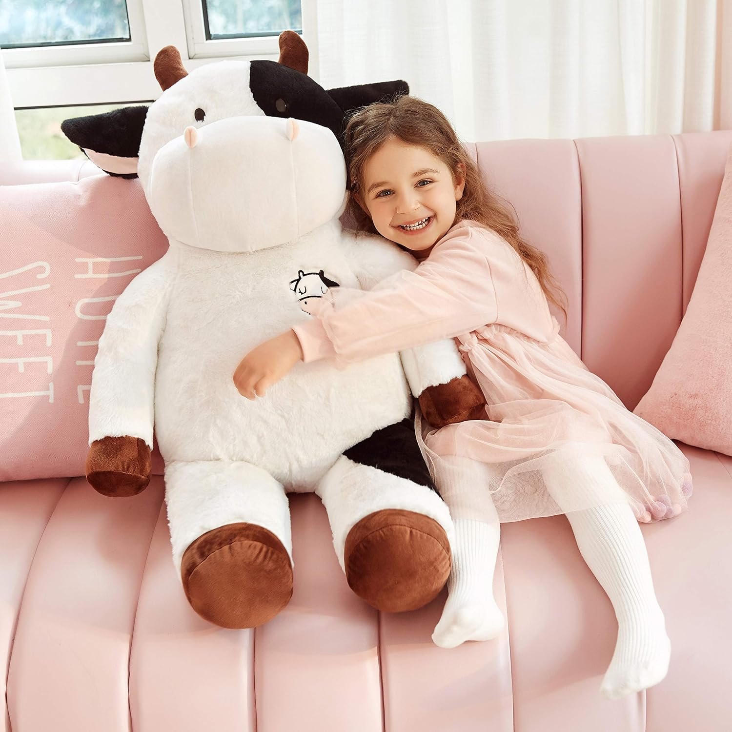 Giant Cow Stuffed Animal, 30 Inches Big Cow Plush Toy