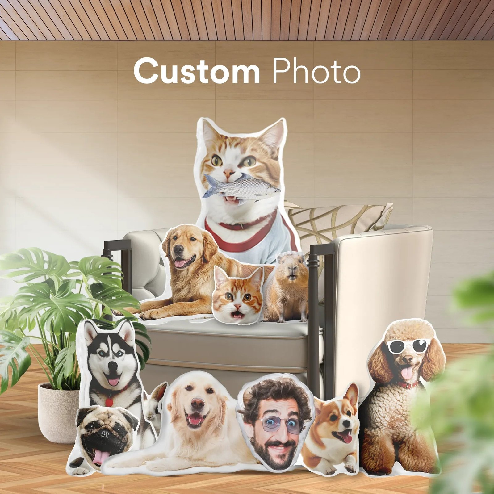 Photo Customization Dog Pillow DIY Pet Cushion Toys Dolls Stuffed Animal Cat Cushion Sofa Car Decorative Christmas Present Gift |