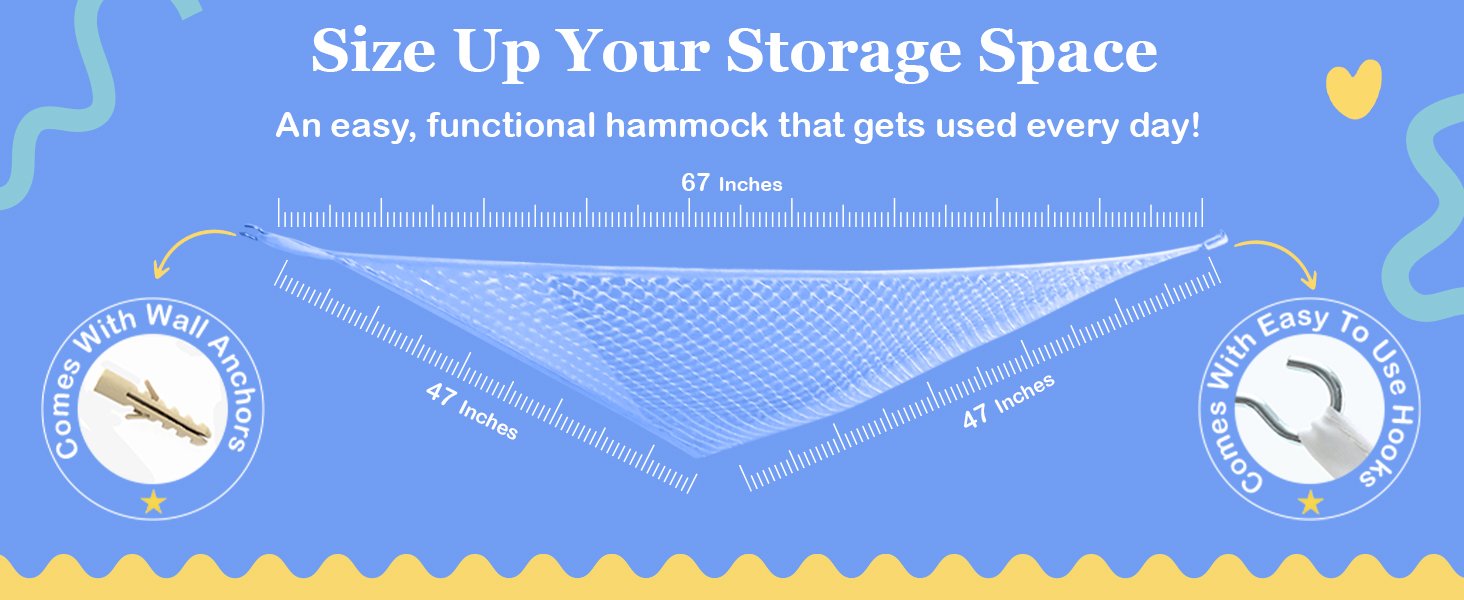 large stuffed animal net or hammock hamaca para peluches girls room decor kids toy storage