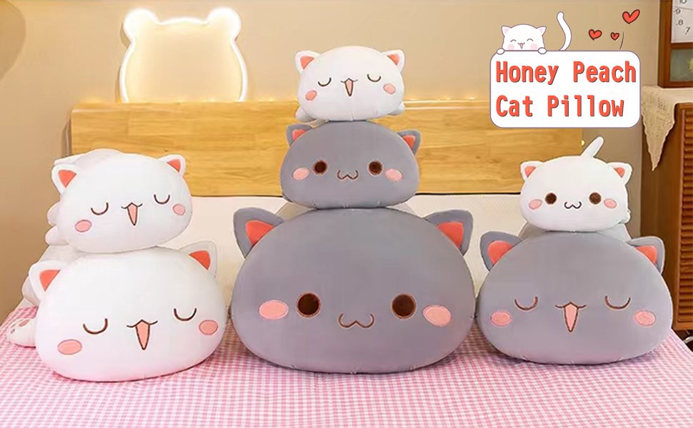 Cat Plush Pillow Kawaii Kitten Stuffed Animal Toy