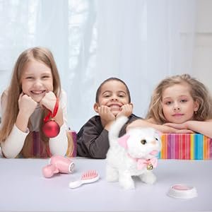 White Plush Cat Stuffed Animal Interactive Cat Robot Toy